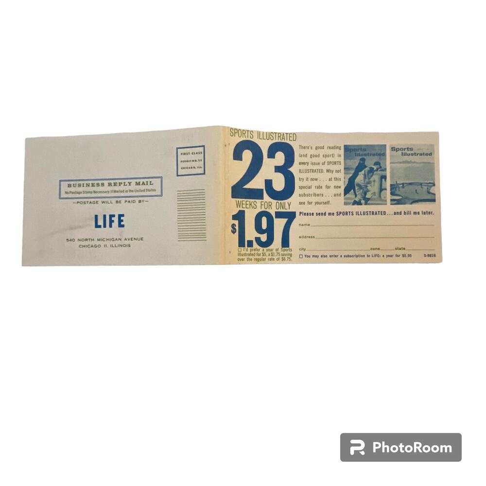 Subscription Cards for Sports Illustrated and Life Magazine May 11 1962